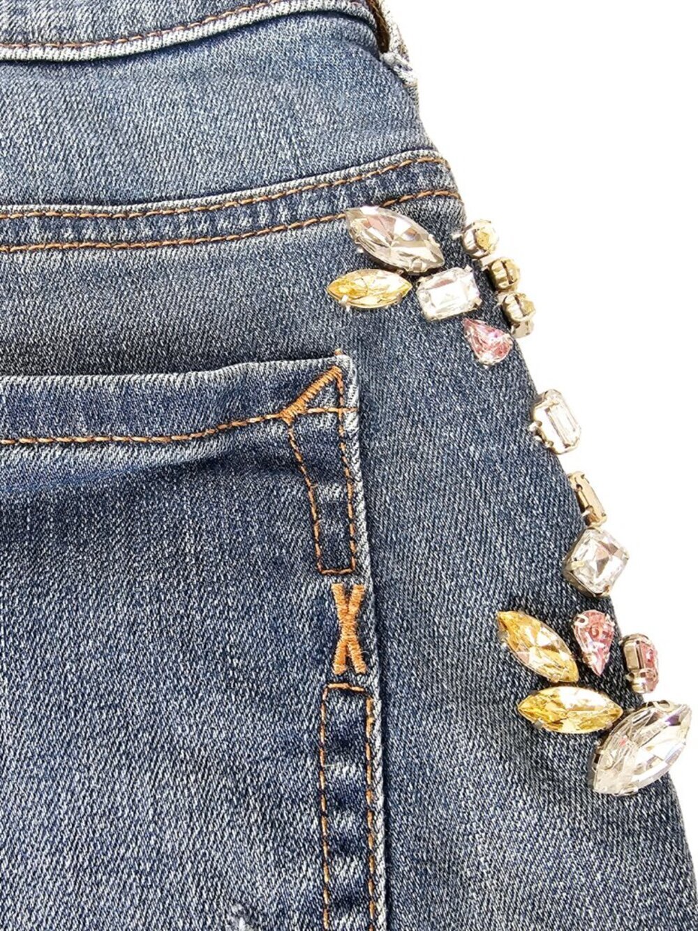 Express High Rise Shortie Jeweled Shorts with Frayed Bottom, Size 2 - Picture 7 of 9